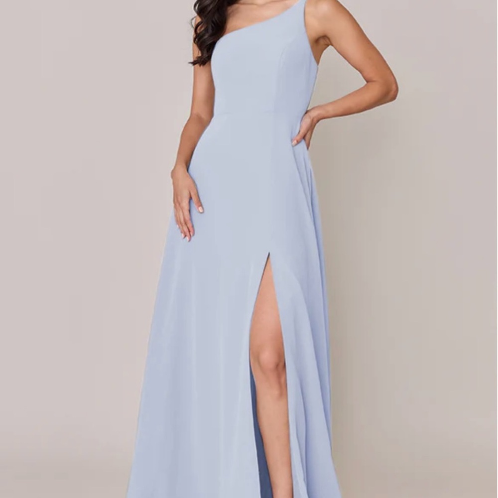Revelry Blue / Periwinkle Asymmetrical One Shoulder Gown